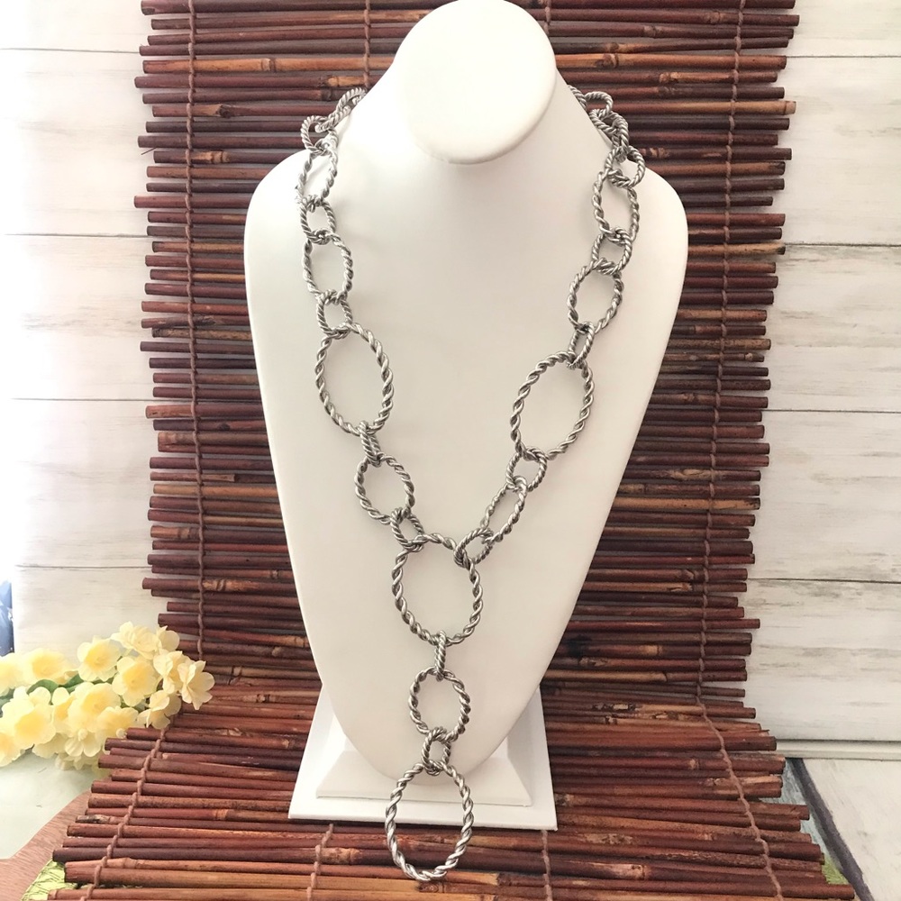 Chico's Large Cable Link Silver Tone Necklace - image 2